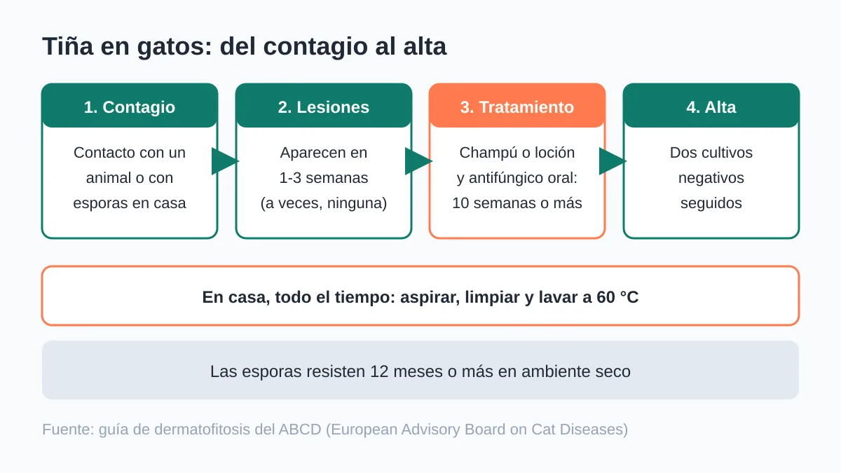 Tiña en gatos: síntomas, contagio a personas y tratamiento